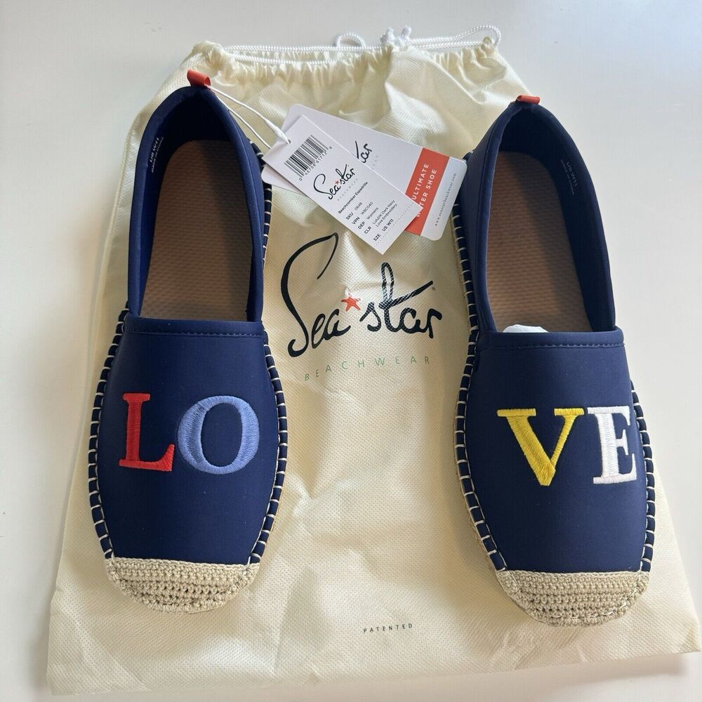 Sea Star Women's Espadrilles - Navy with Multicolor Letters